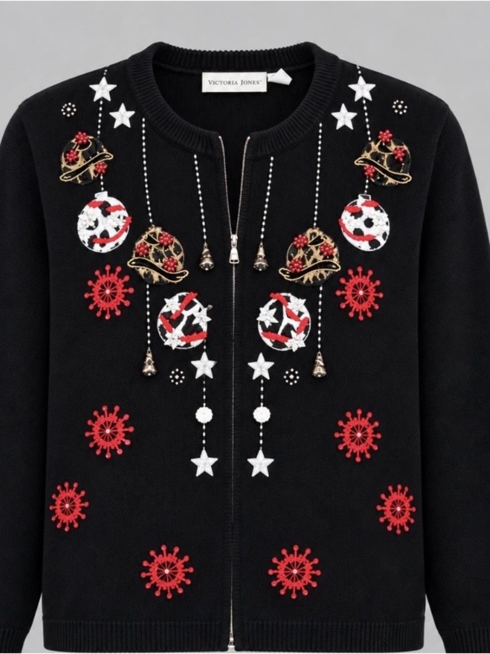 Vintage Victoria Jones – ugly Christmas full zip cardigan sweater extra large